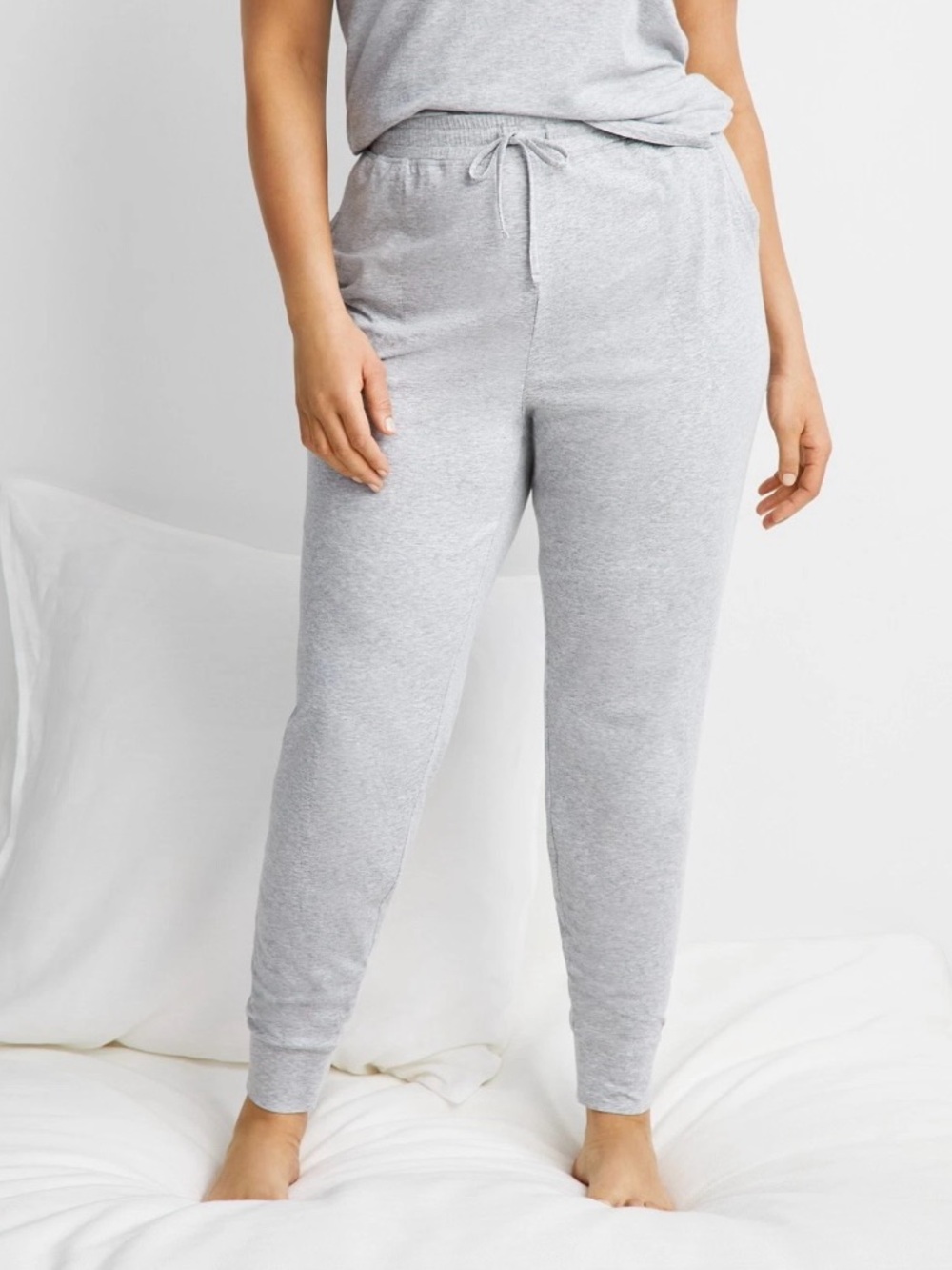 NWT STATE OF DAY Women's Stretch Gray Knit Soft Sleep Pajama Jogger Pants  3XL